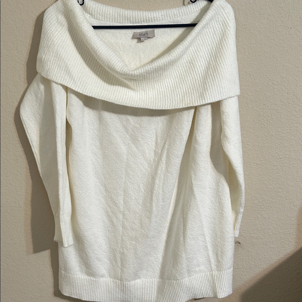 Loft Outlet Elegant Off-Shoulder White Sweater